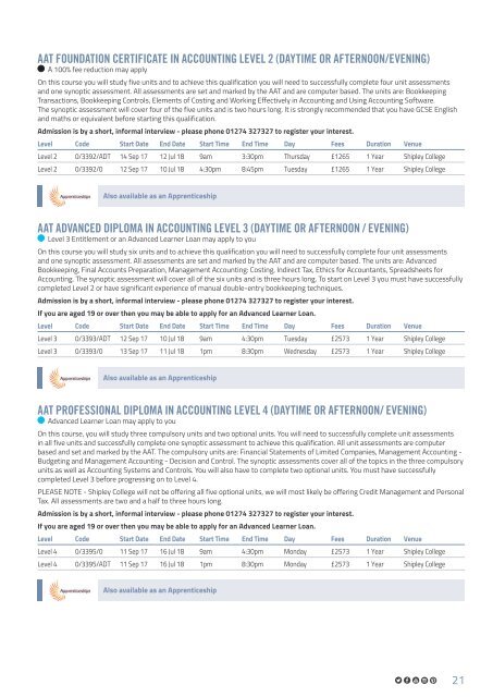 Shipley College Part-time Prospectus 2017-18