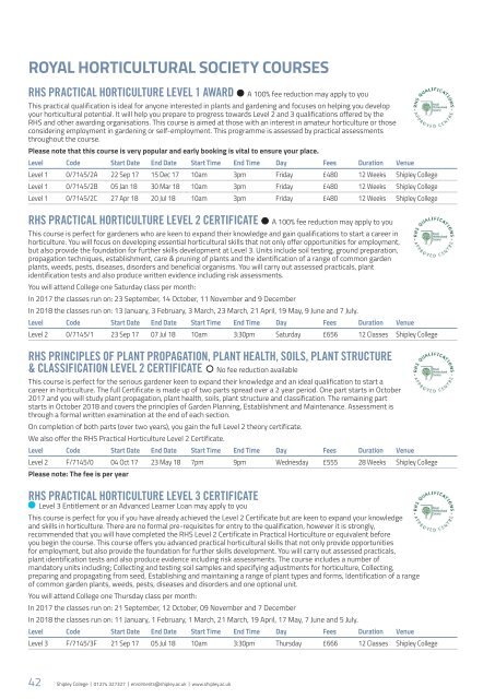 Shipley College Part-time Prospectus 2017-18