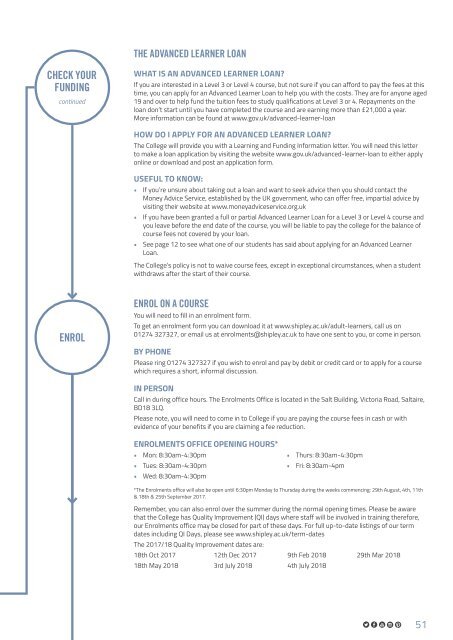 Shipley College Part-time Prospectus 2017-18