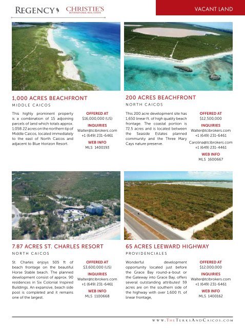 Turks & Caicos Islands Real Estate Summer/Fall 2017