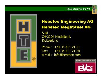 Hebetec MegaSteel AG Hebetec Engineering AG - Freyssinet USA