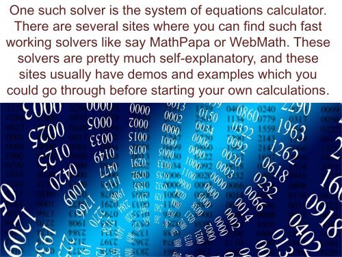 How Calculators can be used with the System of Equations