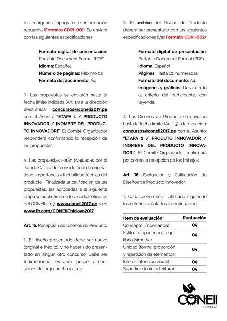 Bases del Concurso de Diseño de Producto Innovador - CONEII Chiclayo 2017