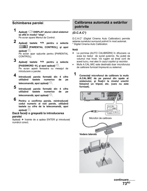 Sony DAV-X1V - DAV-X1V Istruzioni per l'uso Rumeno