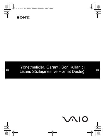 Sony VGN-AW21S - VGN-AW21S Documents de garantie Turc