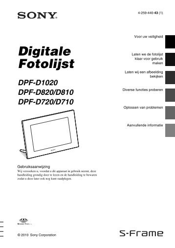 Sony DPF-D810 - DPF-D810 Consignes dâutilisation NÃ©erlandais