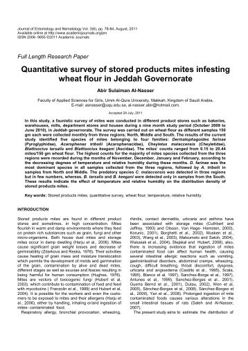 Quantitative survey of stored products mites infesting wheat flour in ...