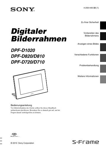 Sony DPF-D810 - DPF-D810 Consignes dâutilisation Allemand