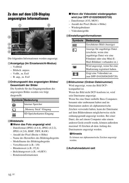 Sony DPF-D810 - DPF-D810 Consignes d&rsquo;utilisation Allemand