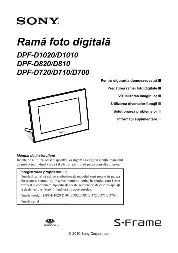 Sony DPF-D810 - DPF-D810 Mode d'emploi Roumain