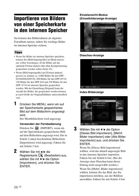 Sony DPF-D810 - DPF-D810 Consignes d&rsquo;utilisation Allemand