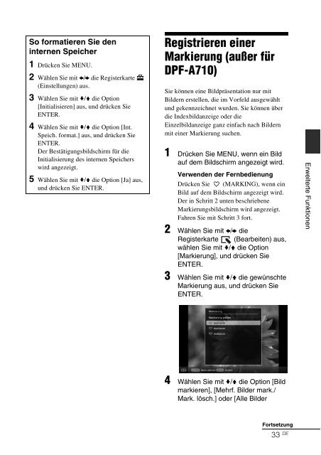 Sony DPF-D810 - DPF-D810 Consignes d&rsquo;utilisation Allemand