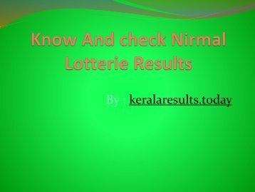 Know And check Nirmal Lotterie Results