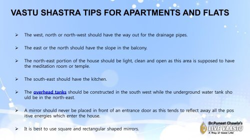 VASTU SHASTRA TIPS FOR APARTMENTS AND FLATS 2