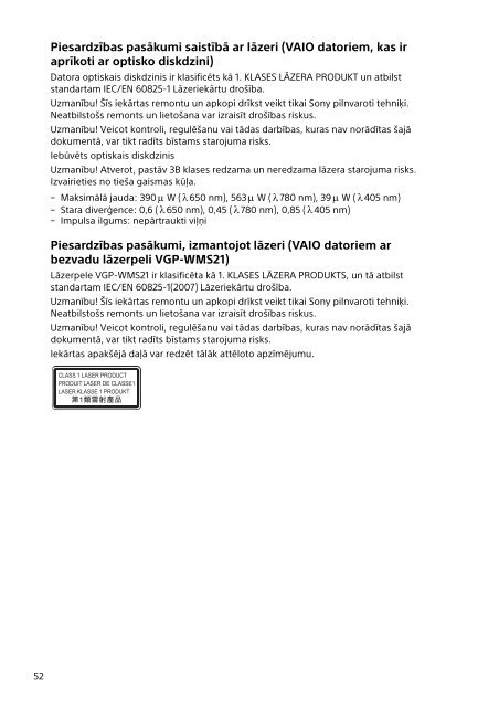 Sony SVP1321L1E - SVP1321L1E Documents de garantie Lituanien