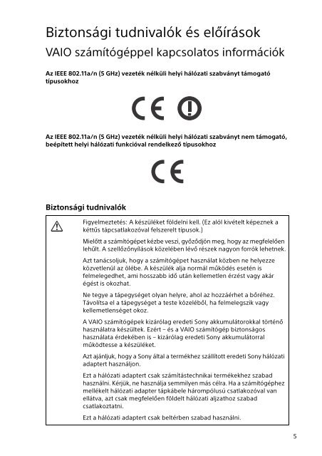 Sony SVF1521X6E - SVF1521X6E Documents de garantie Hongrois