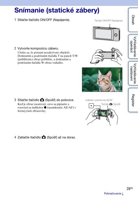 Sony MHS-TS20K - MHS-TS20K Istruzioni per l'uso Slovacco