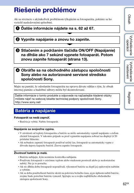 Sony MHS-TS20K - MHS-TS20K Istruzioni per l'uso Slovacco