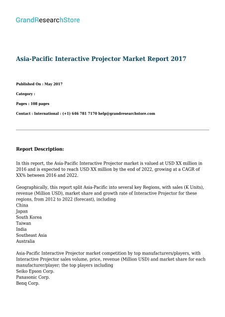 Asia-Pacific Interactive Projector Market Report 2017