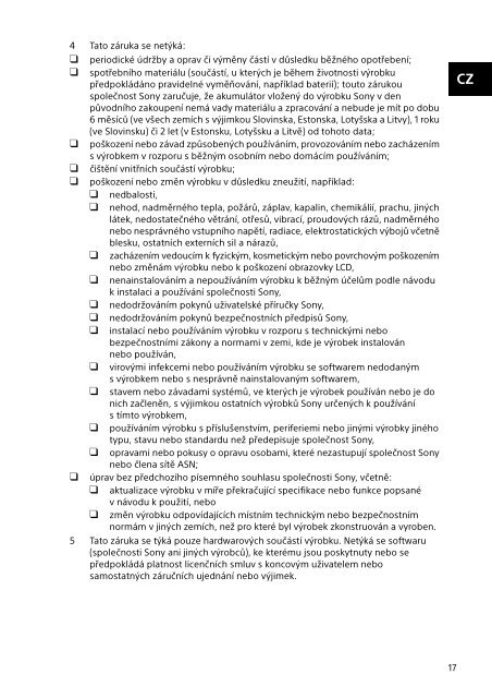 Sony SVJ2022M1E - SVJ2022M1E Documents de garantie Slovaque