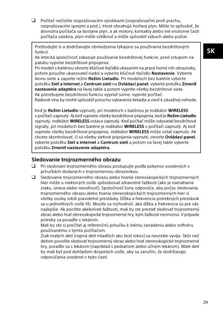 Sony SVJ2022M1E - SVJ2022M1E Documents de garantie Slovaque