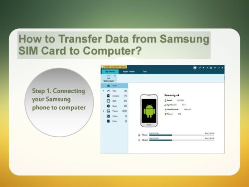 Backup Samsung Phone SIM Card Data on Computer
