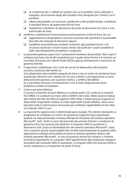 Sony SVJ2022M1E - SVJ2022M1E Documents de garantie Italien