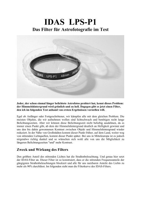 IDAS LPS-P1 Das Filter für Astrofotografie im Test