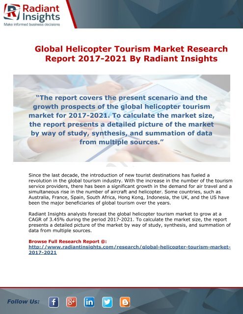 Global Helicopter Tourism Market Research Report 2017-2021