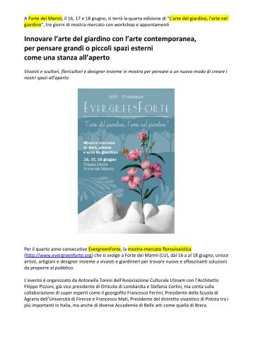 EvergreenForte 2017: Innovare l’arte del giardino con l’arte contemporanea