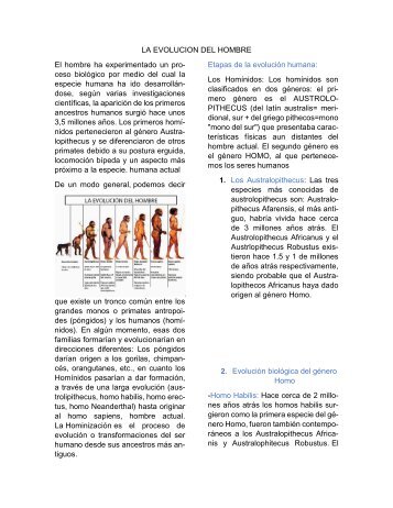 LA EVOLUCION DEL HOMBRE