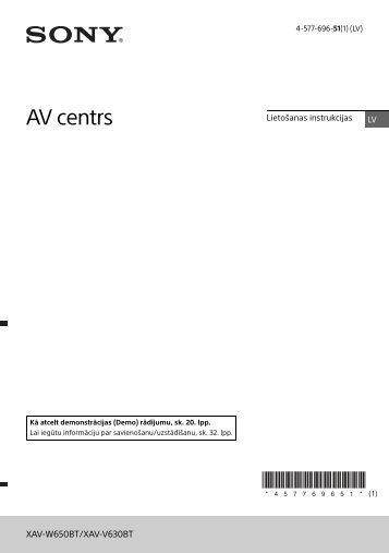 Sony XAV-V630BT - XAV-V630BT Istruzioni per l'uso Lettone