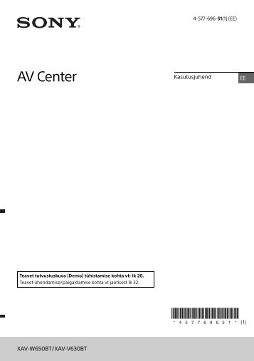 Sony XAV-V630BT - XAV-V630BT Istruzioni per l'uso Estone