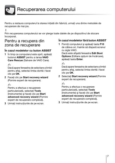 Sony VPCEJ1L1E - VPCEJ1L1E Guide de d&eacute;pannage Roumain