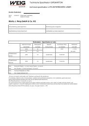 technical specification of PLASTERBOARD - weig karton