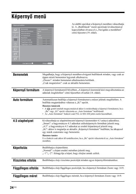 Sony KDL-26S2000 - KDL-26S2000 Mode d'emploi Hongrois