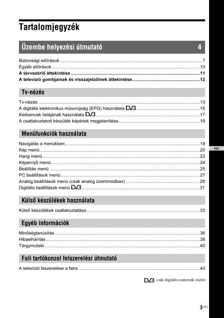 Sony KDL-26S2000 - KDL-26S2000 Mode d'emploi Hongrois