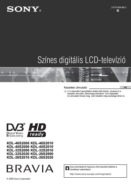 Sony KDL-26S2000 - KDL-26S2000 Consignes d&rsquo;utilisation Hongrois