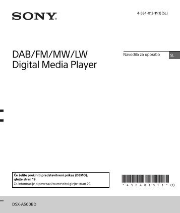 Sony DSX-A500BD - DSX-A500BD Consignes dâutilisation SlovÃ©nien