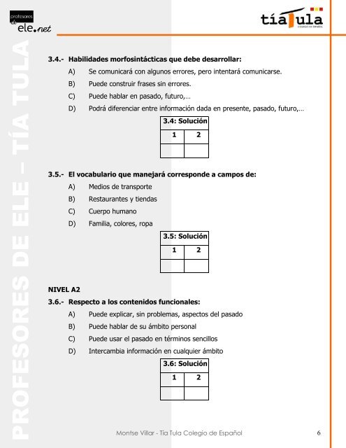 Curso de Profesores de ELE - Cuestionario