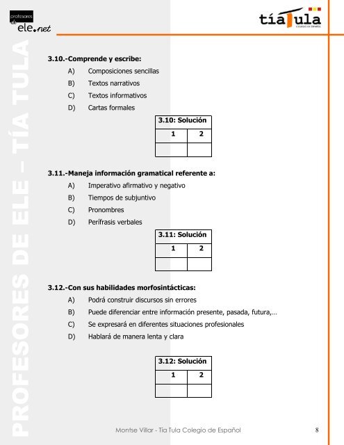 Curso de Profesores de ELE - Cuestionario