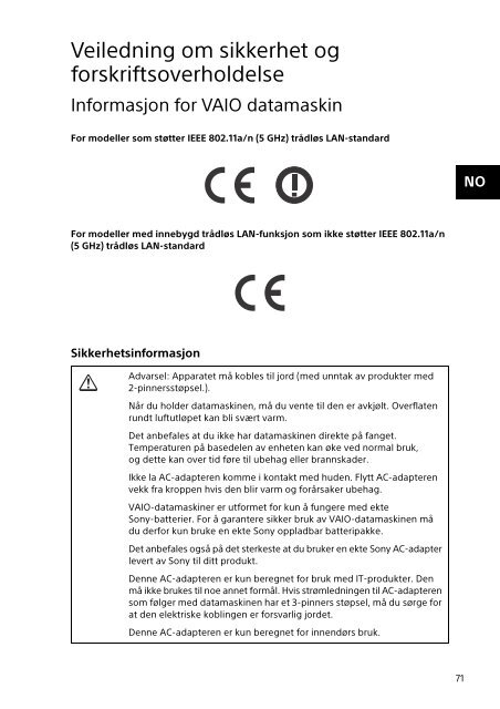 Sony SVF1521NST - SVF1521NST Documents de garantie Finlandais