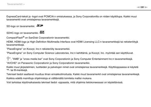 Sony VPCS11M1E - VPCS11M1E Mode d'emploi Finlandais