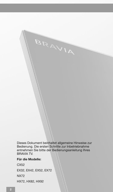 Sony KDL-65HX923 - KDL-65HX923 BRAVIA Pocket Guide Allemand