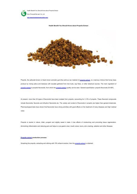 Health Benefit You Should Know about Propolis Extr