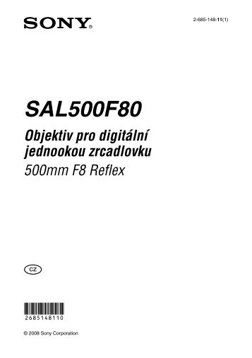 Sony SAL500F80 - SAL500F80 Consignes dâutilisation TchÃ¨que