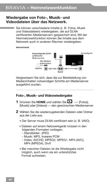 Sony KDL-40HX725 - KDL-40HX725 BRAVIA Pocket Guide Allemand