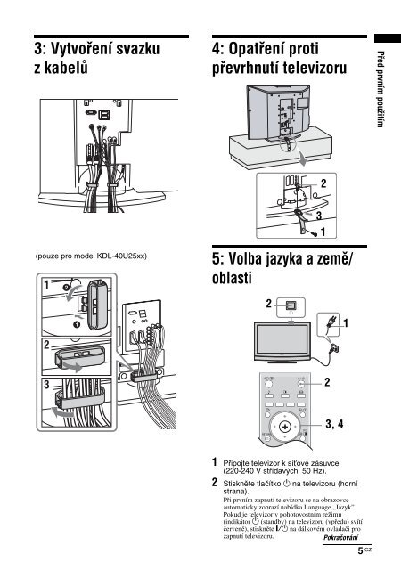 Sony KDL-40U2530 - KDL-40U2530 Mode d'emploi Tch&egrave;que