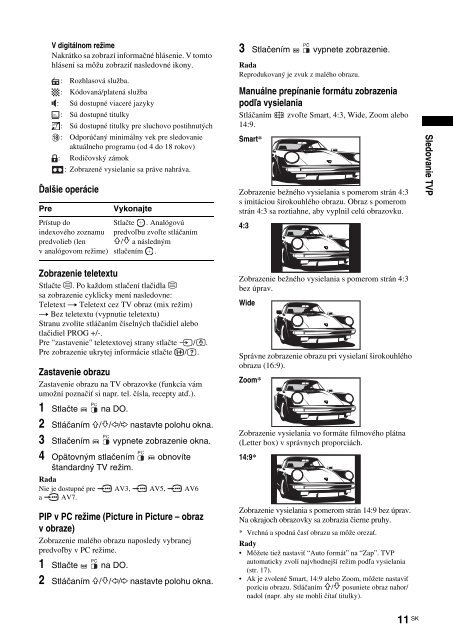 Sony KDL-40U2530 - KDL-40U2530 Mode d'emploi Slovaque