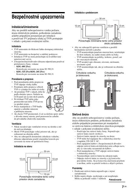 Sony KDL-40U2530 - KDL-40U2530 Mode d'emploi Slovaque